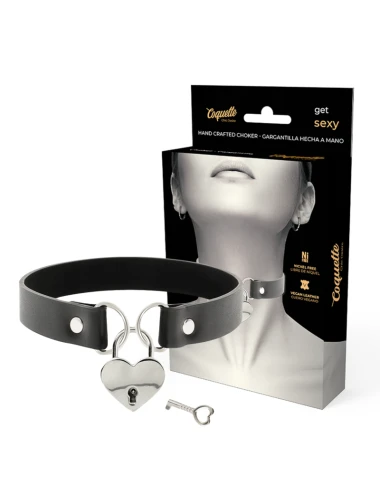 COQUETTE CHIC DESIRE - COLLIER EN CUIR VEGAN AVEC ACCESSOIRE COEUR AVEC CL?