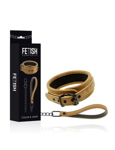 FETISH SUBMISSIVE ORIGEN - COLLIER DOUBLÉ EN NÉOPRÈNE AVEC CHAÎNE