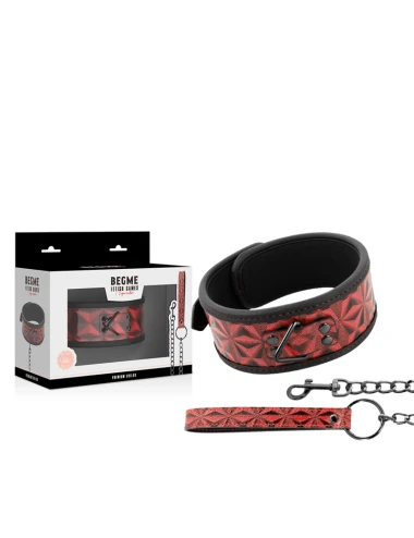 BEGME - COLLIER EN CUIR VÉGAN PREMIUM ÉDITION ROUGE AVEC DOUBLURE EN NÉOPRÈNE