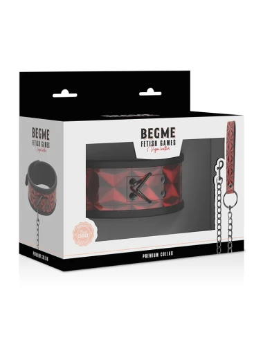 BEGME - COLLIER EN CUIR VÉGAN PREMIUM ÉDITION ROUGE AVEC DOUBLURE EN NÉOPRÈNE