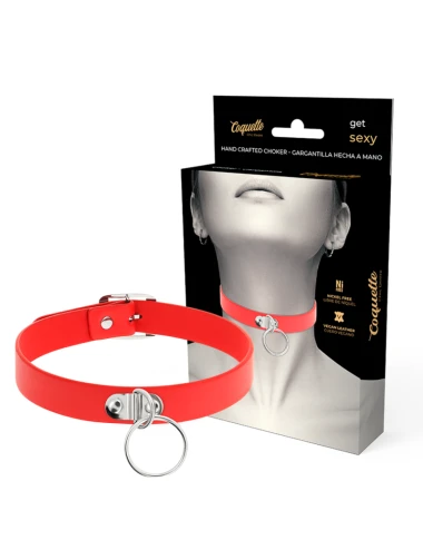COQUETTE CHIC DESIRE - COLLIER CUIR VEGAN ROUGE FEMME ACCESSOIRE FÉTICHE