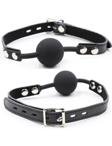 OHMAMA FETISH - BÂILLON BALLE EN SILICONE AVEC CEINTURE EN CUIR (CADENAS INCLUS)