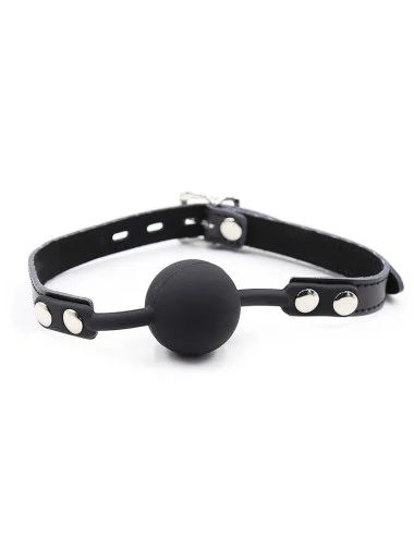 OHMAMA FETISH - BÂILLON BALLE EN SILICONE AVEC CEINTURE EN CUIR (CADENAS INCLUS)