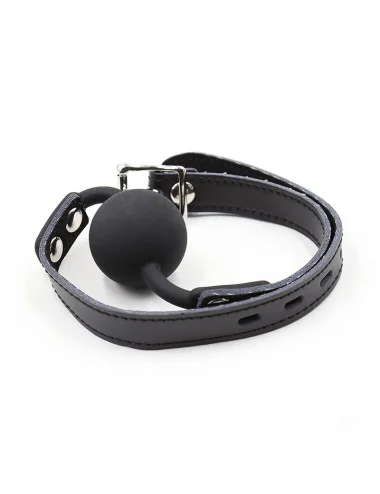 OHMAMA FETISH - BÂILLON BALLE EN SILICONE AVEC CEINTURE EN CUIR (CADENAS INCLUS)