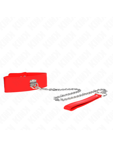 KINK - COLLIER AVEC CEINTURE 65 CM AVEC LARGE BRACELET ROUGE AJUSTABLE 33