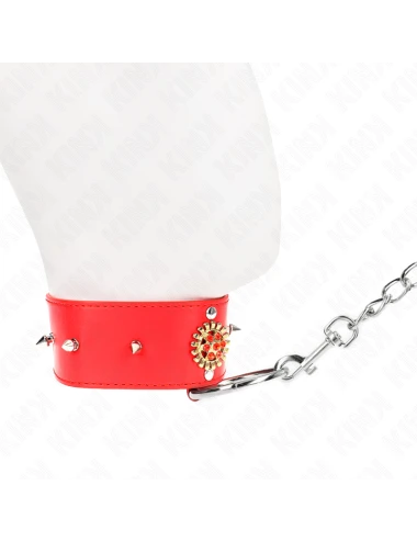 KINK - COLLIER DIAMANTS ROUGES AVEC CEINTURE 65 CM AJDUSTABLE 35-51 CM X 7 CM