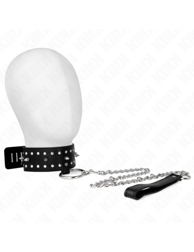 KINK - COLLIER AVEC LAISSE 65 CM AVEC CLOUS ARGENTÉS MODÈLE 1 AJUSTABLE 36-43 CM X 5 CM