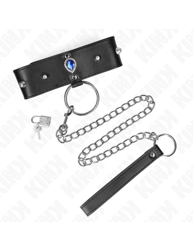 KINK - COLLIER 65 CM AVEC BRACELET AVEC DIAMANTS BLEU AJUSTABLE 36-43 CM X 5 CM
