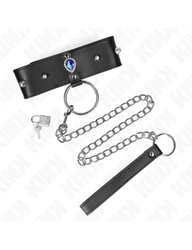KINK - COLLIER 65 CM AVEC BRACELET AVEC DIAMANTS BLEU AJUSTABLE 36-43 CM X 5 CM