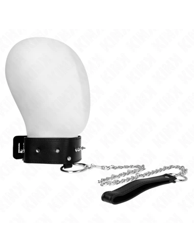 KINK - COLLIER 65 CM AVEC LAISSE AVEC CLOUS ARGENTÉS MODÈLE 2 RÉGLABLE 36-43 CM X 5 CM