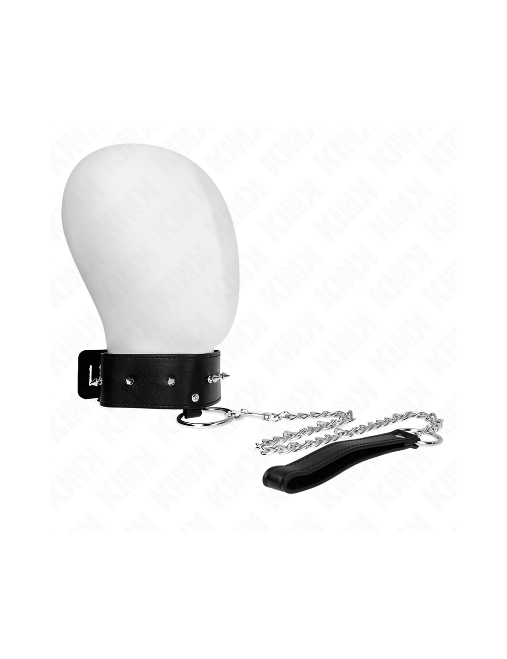 KINK - COLLIER 65 CM AVEC LAISSE AVEC CLOUS ARGENTÉS MODÈLE 2 RÉGLABLE 36-43 CM X 5 CM