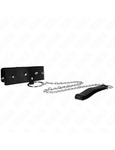 KINK - COLLIER 65 CM AVEC LAISSE AVEC CLOUS ARGENTÉS MODÈLE 2 RÉGLABLE 36-43 CM X 5 CM