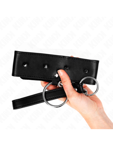 KINK - COLLIER 65 CM AVEC LAISSE AVEC CLOUS ARGENTÉS MODÈLE 2 RÉGLABLE 36-43 CM X 5 CM