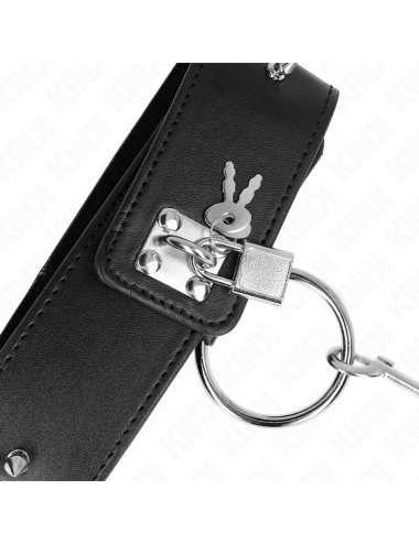 KINK - COLLIER 65 CM AVEC LAISSE AVEC CLOUS ARGENTÉS MODÈLE 2 RÉGLABLE 36-43 CM X 5 CM