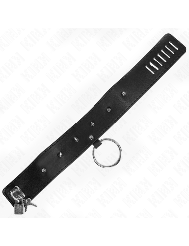 KINK - COLLIER 65 CM AVEC LAISSE AVEC CLOUS ARGENTÉS MODÈLE 2 RÉGLABLE 36-43 CM X 5 CM