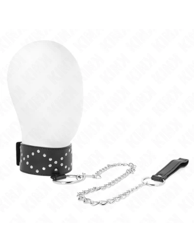 KINK - COLLIER 65 CM AVEC LAISSE AVEC CLOUS ARGENTÉS MODÈLE 3 RÉGLABLE 36-43 CM X 5 CM