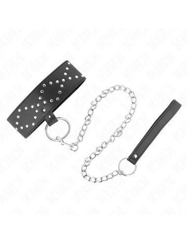 KINK - COLLIER 65 CM AVEC LAISSE AVEC CLOUS ARGENTÉS MODÈLE 3 RÉGLABLE 36-43 CM X 5 CM
