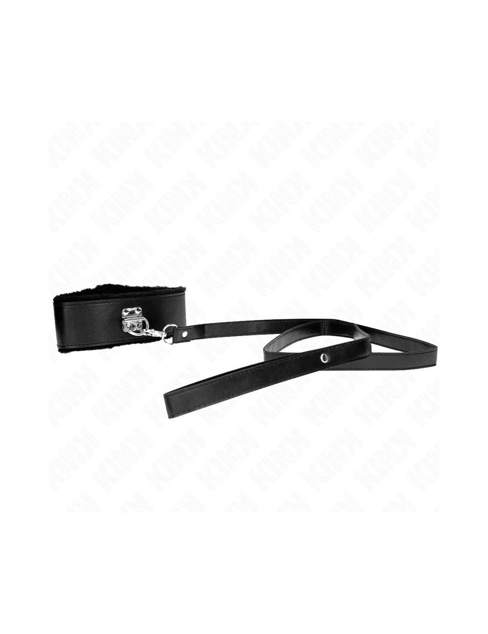 KINK - COLLIER AVEC LAISSE 116 CM AVEC CLOUS ARGENTÉS MODÈLE 4 NOIR AJUSTABLE 40-48 CM X 6 CM