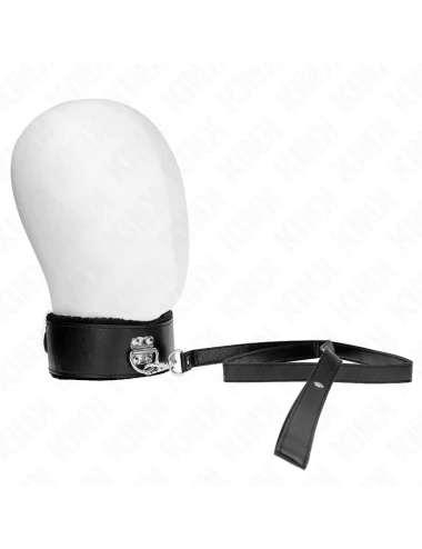 KINK - COLLIER AVEC LAISSE 116 CM AVEC CLOUS ARGENTÉS MODÈLE 4 NOIR AJUSTABLE 40-48 CM X 6 CM