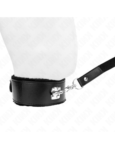 KINK - COLLIER AVEC LAISSE 116 CM AVEC CLOUS ARGENTÉS MODÈLE 4 NOIR AJUSTABLE 40-48 CM X 6 CM