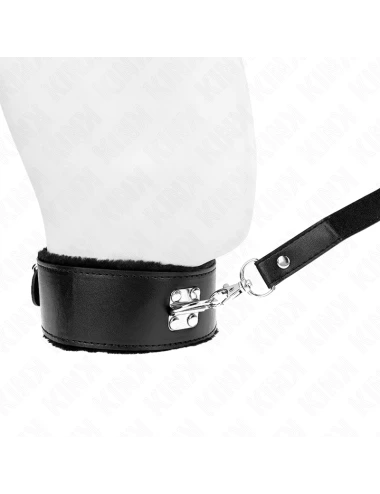 KINK - COLLIER AVEC LAISSE 116 CM AVEC CLOUS ARGENTÉS MODÈLE 4 NOIR AJUSTABLE 40-48 CM X 6 CM