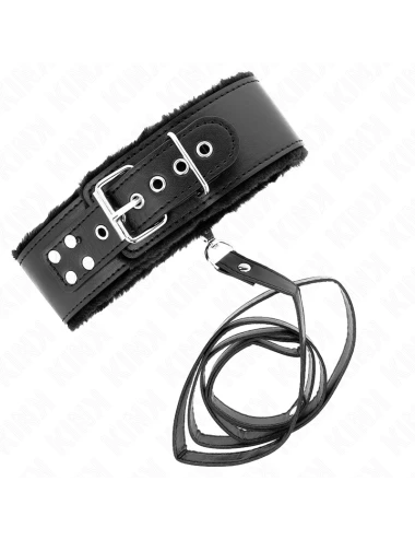 KINK - COLLIER AVEC LAISSE 116 CM AVEC CLOUS ARGENTÉS MODÈLE 4 NOIR AJUSTABLE 40-48 CM X 6 CM