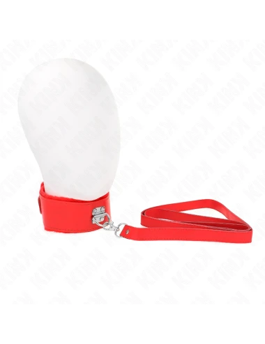 KINK - COLLIER AVEC LAISSE 116 CM AVEC CLOUS ARGENTÉS MODÈLE 4 ROUGE AJUSTABLE 40-48 CM X 6 CM