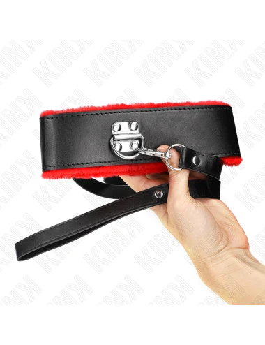 KINK - COLLIER AVEC CEINTURE 116 CM AVEC BRACELET EN CUIR ROUGE AJUSTABLE 40-48 CM X 6 CM