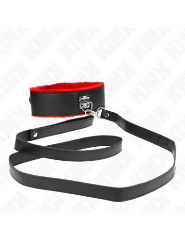 KINK - COLLIER AVEC CEINTURE 116 CM AVEC BRACELET EN CUIR ROUGE AJUSTABLE 40-48 CM X 6 CM