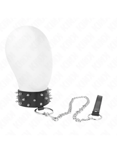 KINK - COLLIER AVEC LAISSE 65 CM AVEC CLOUS ARGENTÉS MODÈLE 5 RÉGLABLE 36-43 CM X 5 CM