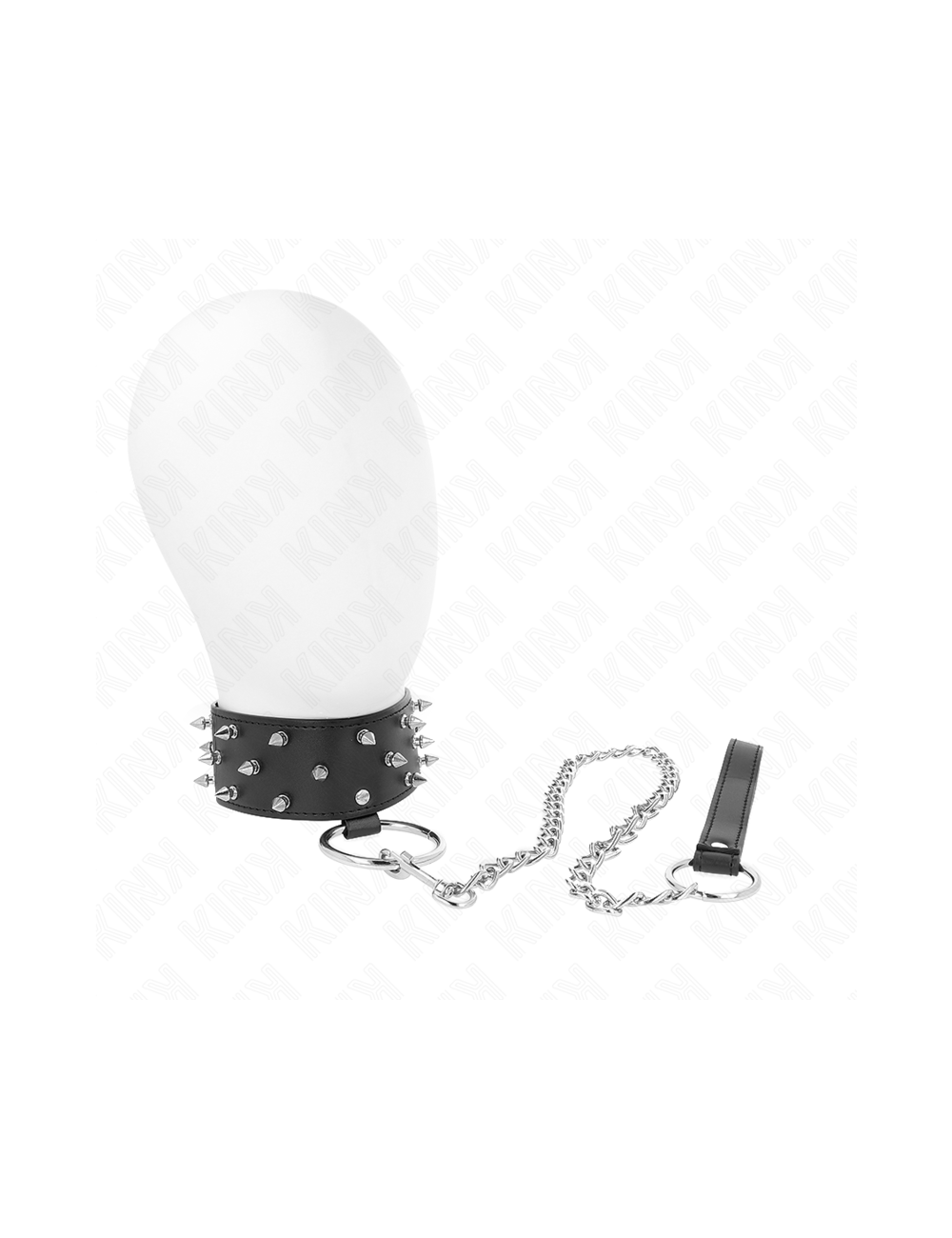 KINK - COLLIER AVEC LAISSE 65 CM AVEC CLOUS ARGENTÉS MODÈLE 5 RÉGLABLE 36-43 CM X 5 CM
