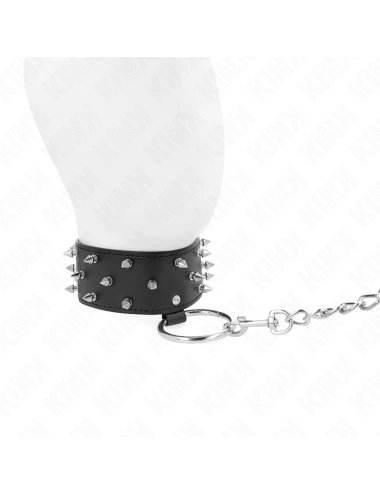 KINK - COLLIER AVEC LAISSE 65 CM AVEC CLOUS ARGENTÉS MODÈLE 5 RÉGLABLE 36-43 CM X 5 CM