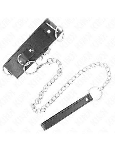 KINK - COLLIER AVEC LAISSE 65 CM 3 ANNEAUX MODÈLE 2 RÉGLABLE 36-43 CM X 5 CM