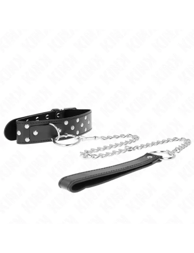 KINK - COLLIER RIVET ANNEAU AVEC CEINTURE 65 CM NOIR AJUSTABLE 36-50 CM X 3