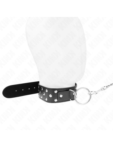 KINK - COLLIER RIVET ANNEAU AVEC CEINTURE 65 CM NOIR AJUSTABLE 36-50 CM X 3