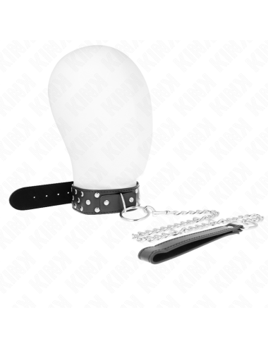 KINK - COLLIER RIVET ANNEAU AVEC CEINTURE 65 CM NOIR AJUSTABLE 36-50 CM X 3