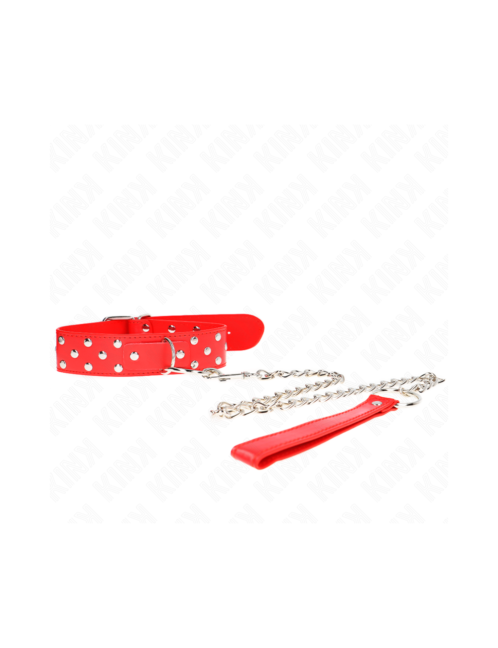 KINK - COLLIER RIVET ANNEAU AVEC CEINTURE 65 CM ROUGE AJUSTABLE 36-50 CM X 3