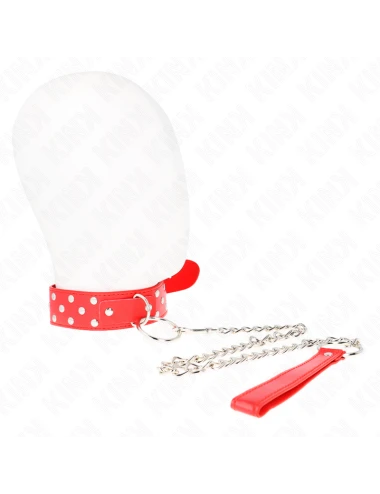KINK - COLLIER RIVET ANNEAU AVEC CEINTURE 65 CM ROUGE AJUSTABLE 36-50 CM X 3