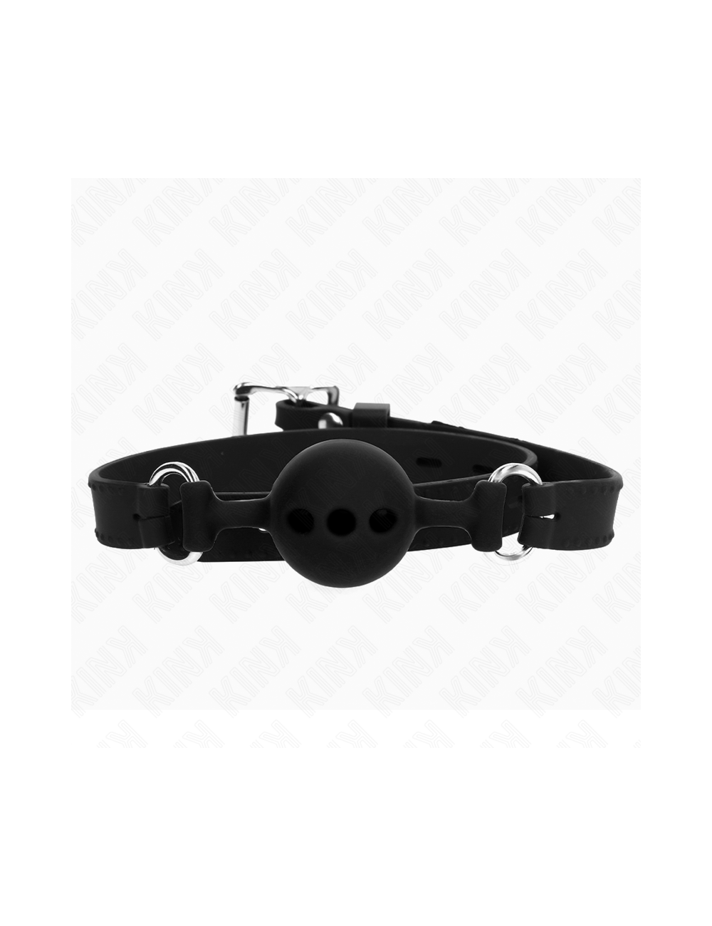 KINK - BÂILLON ENTIÈREMENT SILICONE 55 x 2 CM AVEC BOULE DE 4 CM TAILLE S NOIR AJUSTABLE 35-51 CM