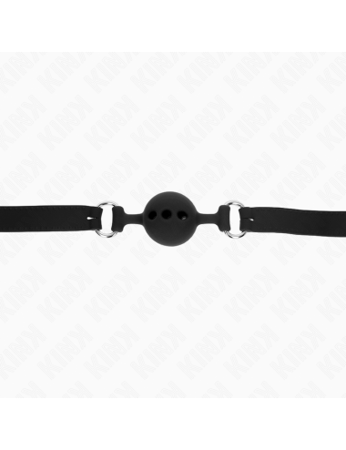 KINK - BÂILLON ENTIÈREMENT SILICONE 55 x 2 CM AVEC BOULE DE 4 CM TAILLE S NOIR AJUSTABLE 35-51 CM