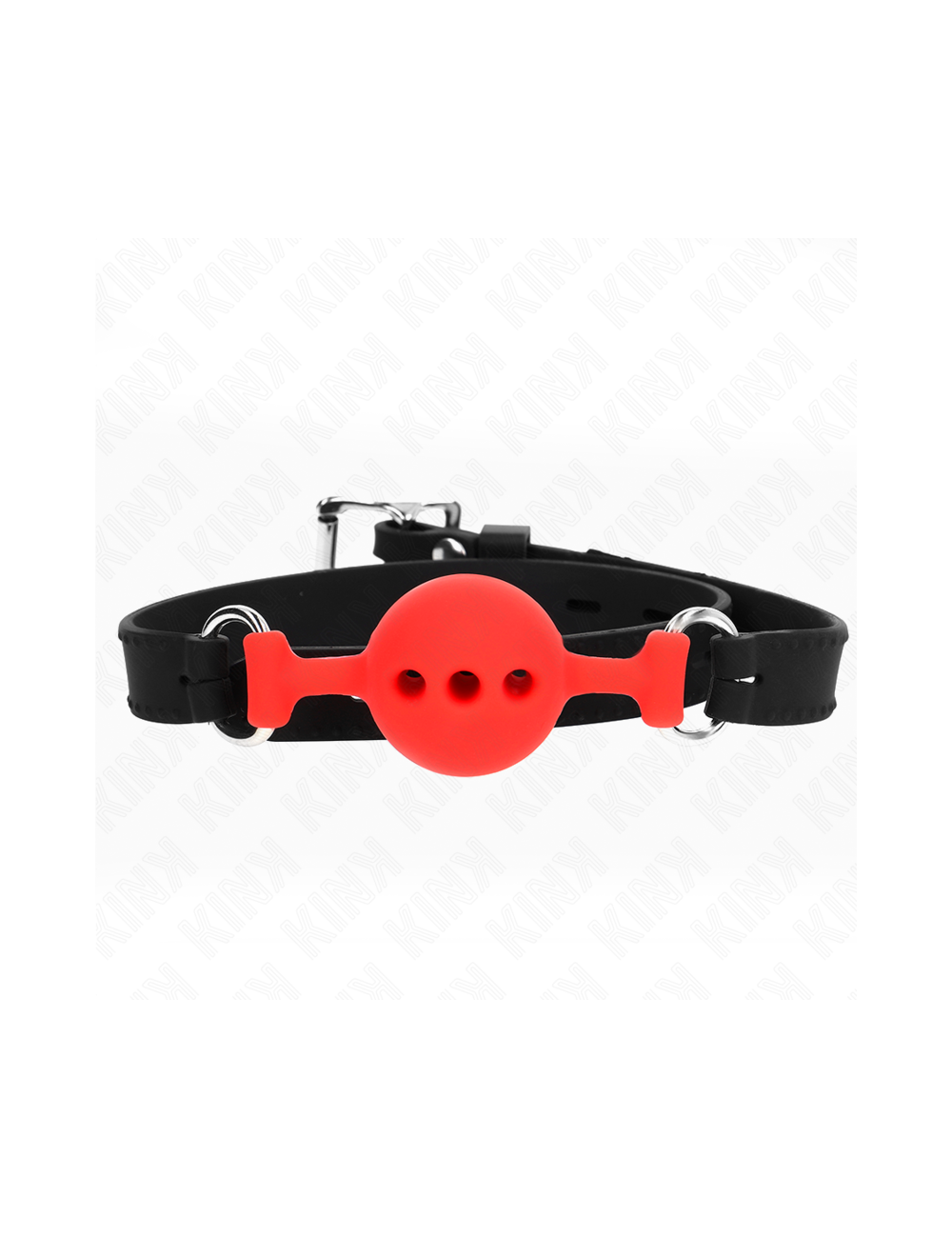 KINK - BÂILLON ENTIÈREMENT SILICONE 55 x 2 CM AVEC BOULE DE 4 CM TAILLE S ROUGE AJUSTABLE 35-51 CM