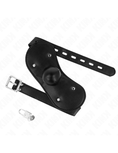 KINK - MASQUE BOUCLES BALL GAG AVEC SERRURE RÉGLABLE 42-60 CM
