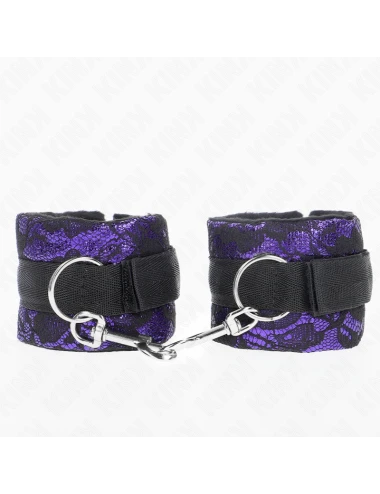 KINK - ATTENTES-POIGNETS COURTES EN DENTELLE DE VELOURS ET RELIURE EN NYLON VIOLET / NOIR 23 X 6