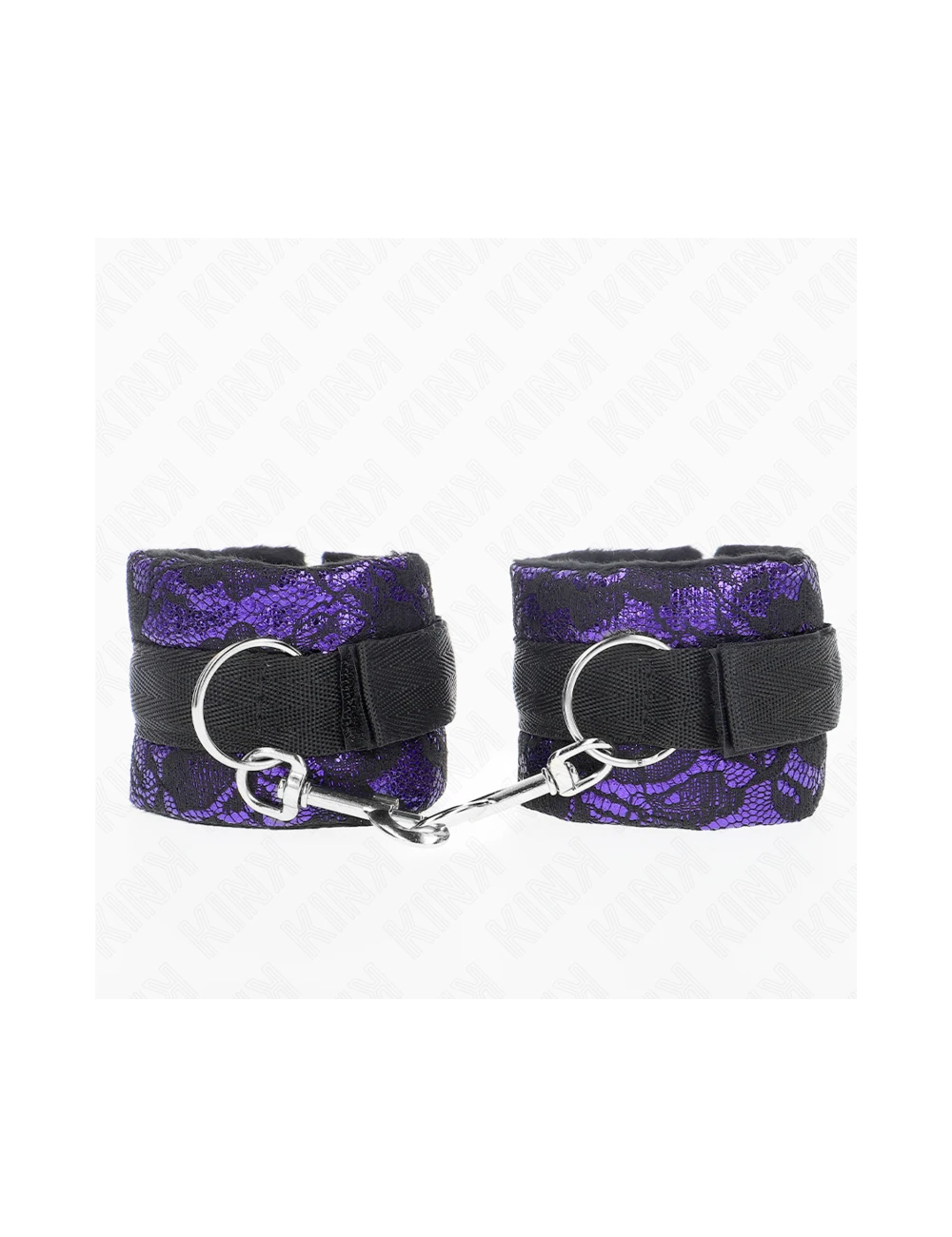 KINK - ATTENTES-POIGNETS COURTES EN DENTELLE DE VELOURS ET RELIURE EN NYLON VIOLET / NOIR 23 X 6