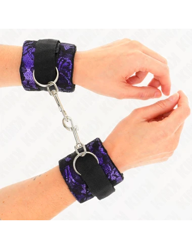 KINK - ATTENTES-POIGNETS COURTES EN DENTELLE DE VELOURS ET RELIURE EN NYLON VIOLET / NOIR 23 X 6,5 CM