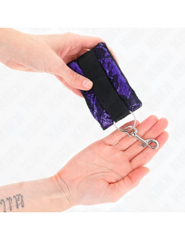 KINK - ATTENTES-POIGNETS COURTES EN DENTELLE DE VELOURS ET RELIURE EN NYLON VIOLET / NOIR 23 X 6,5 CM