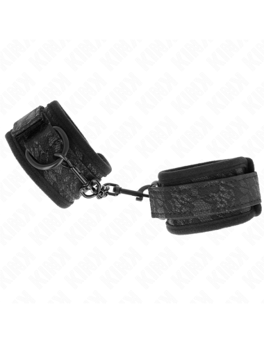 KINK - POIGNETS RECOUVERTS DE DENTELLE FONCÉE NÉOPRÈNE AJUSTABLE NOIR 20-29 CM X 5 CM
