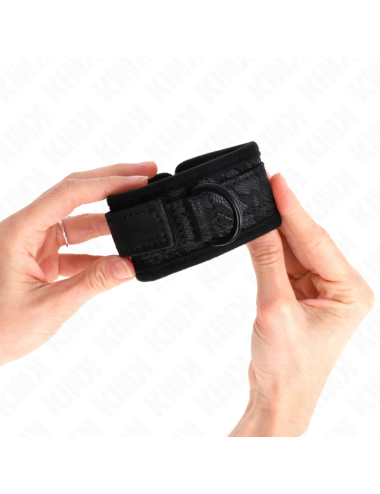 KINK - POIGNETS RECOUVERTS DE DENTELLE FONCÉE NÉOPRÈNE AJUSTABLE NOIR 20-29 CM X 5 CM