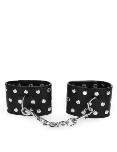KINK - APPAREILS DE RETENUE POIGNETS AVEC FERMETURE PRESSION PLEINE DE RIVETS NOIR AJUSTABLE 19-24 CM X 5