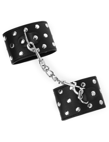 KINK - APPAREILS DE RETENUE POIGNETS AVEC FERMETURE PRESSION PLEINE DE RIVETS NOIR AJUSTABLE 19-24 CM X 5,5 CM